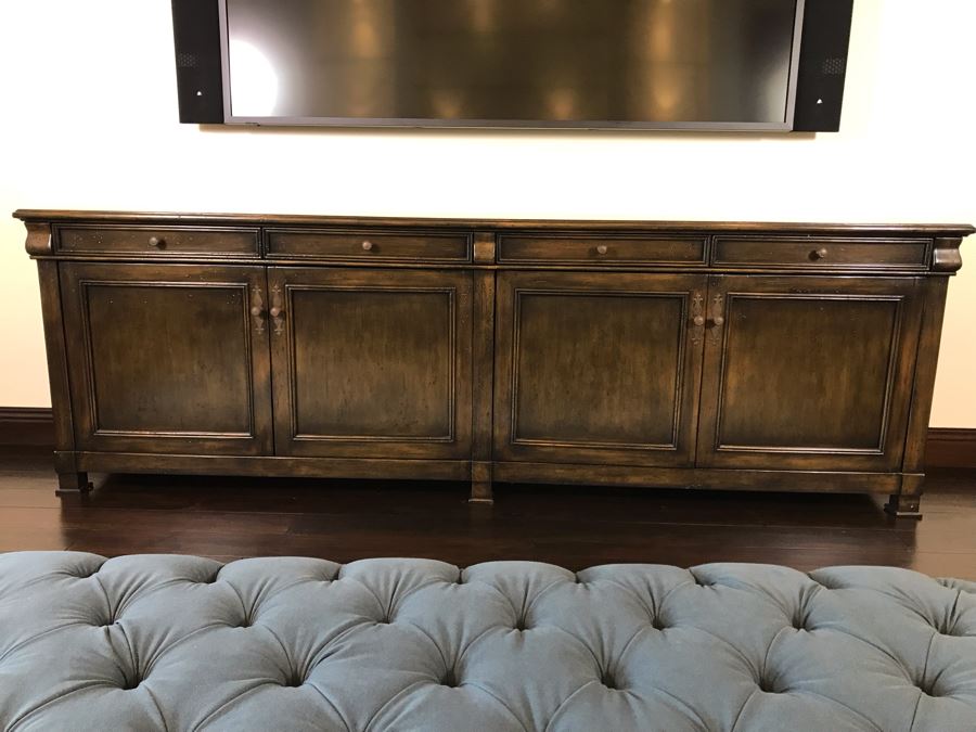 Stunning Custom Long Wooden Credenza Media Cabinet 9'4'W X 20D X 36H Paid $3,900 [Photo 6]