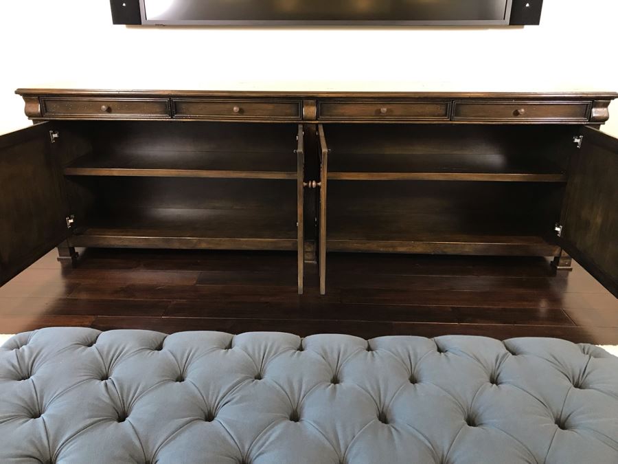 Stunning Custom Long Wooden Credenza Media Cabinet 9'4'W X 20D X 36H Paid $3,900 [Photo 9]