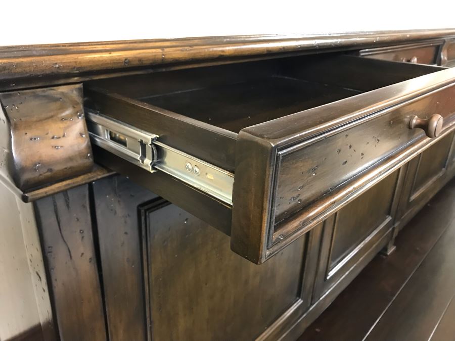 Stunning Custom Long Wooden Credenza Media Cabinet 9'4'W X 20D X 36H Paid $3,900 [Photo 8]