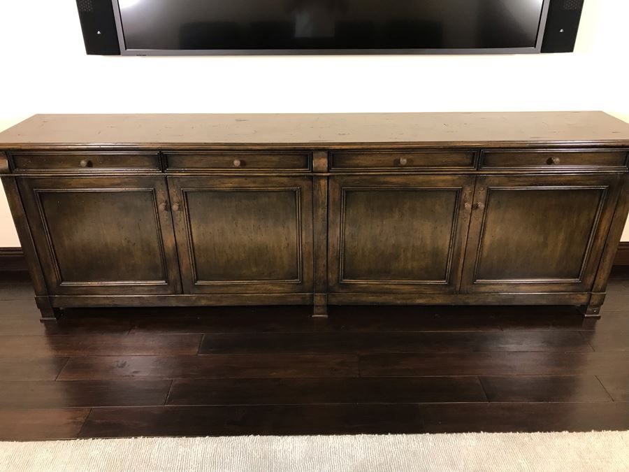 Stunning Custom Long Wooden Credenza Media Cabinet 94w X 20d X 36h