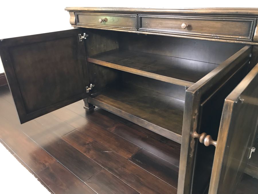 Stunning Custom Long Wooden Credenza Media Cabinet 9'4'W X 20D X 36H Paid $3,900 [Photo 11]