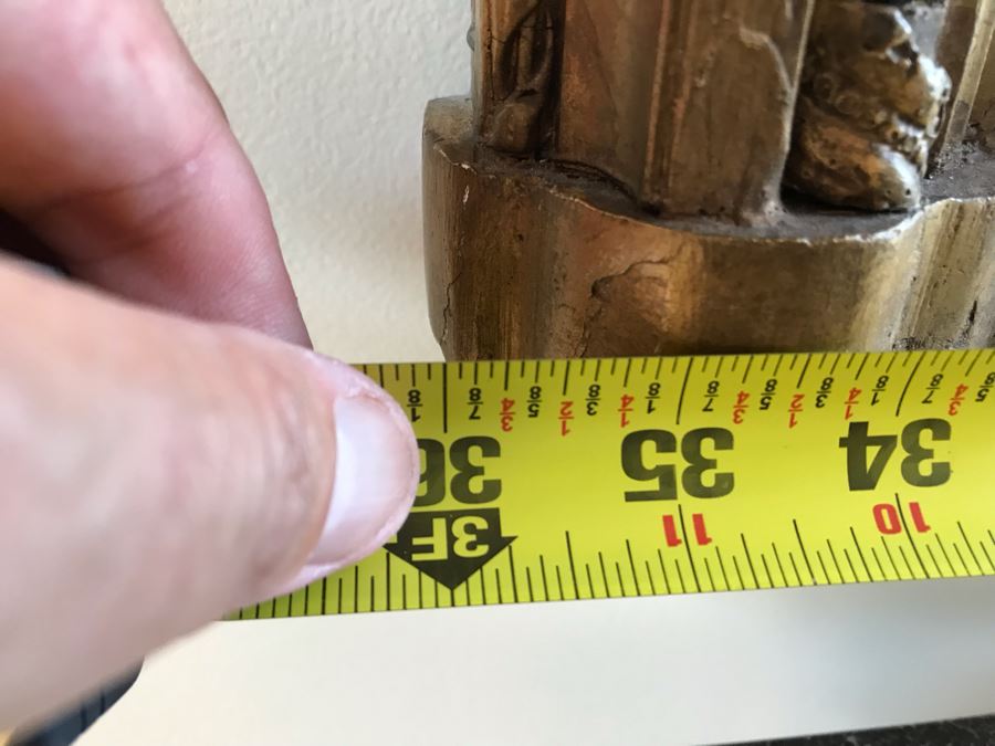 Stunning Antique Marble Top Gilded Demilune Entry Console Table With Gilded Full Length Wall Mirror - Table: 43W X 22D X 38H, Mirror: 36W X 72H Purchase For $5,400 [Photo 26]