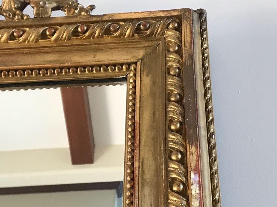 Stunning Antique Marble Top Gilded Demilune Entry Console Table With Gilded Full Length Wall Mirror - Table: 43W X 22D X 38H, Mirror: 36W X 72H Purchase For $5,400 [Photo 21]