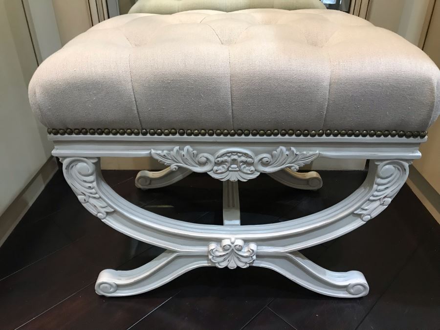 Pair Of Frontgate Tufted Vanity Bench Seats [Photo 5]