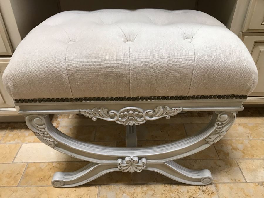 Pair Of Frontgate Tufted Vanity Bench Seats [Photo 7]