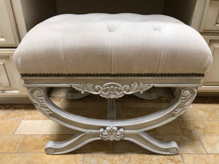 Pair Of Frontgate Tufted Vanity Bench Seats