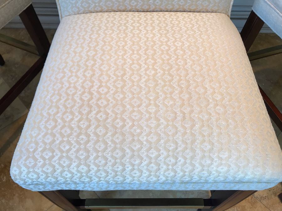 Set Of (3) Upholstered Barstools By Hancock & Moore Fine Furniture 19W X 23D X 39H Seat Is 25H Retails $3,000 [Photo 9]