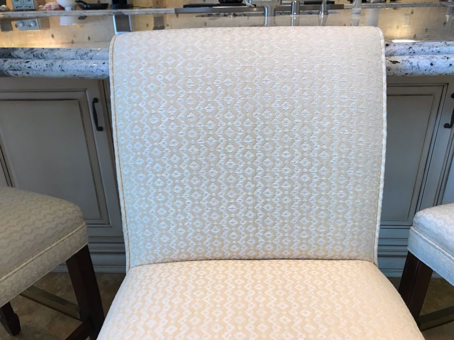 Set Of (3) Upholstered Barstools By Hancock & Moore Fine Furniture 19W X 23D X 39H Seat Is 25H Retails $3,000 [Photo 10]