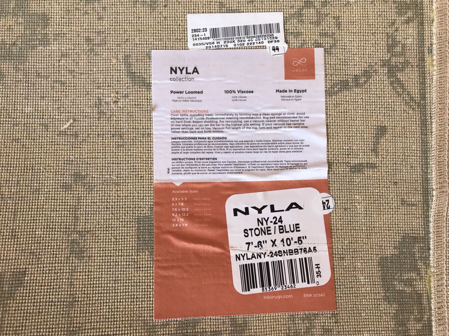 Loloi Nyla Collection 100% Viscose Area Rug Stone / Blue Made In Egypt 7'6' X 10'5' Retails $450 [Photo 3]