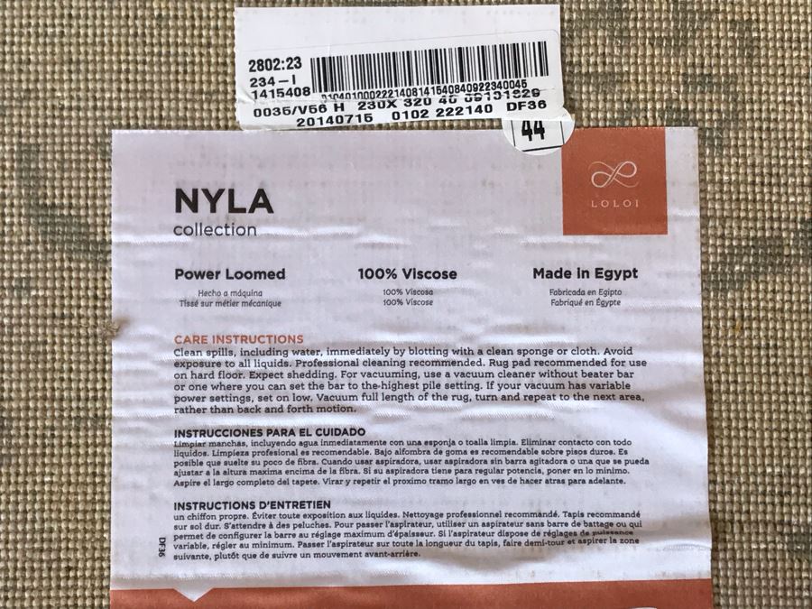 Loloi Nyla Collection 100% Viscose Area Rug Stone / Blue Made In Egypt 7'6' X 10'5' Retails $450 [Photo 4]