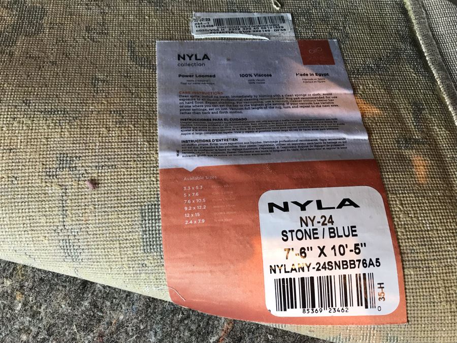 Loloi Nyla Collection 100% Viscose Area Rug Stone / Blue Made In Egypt 7'6' X 10'5' Retails $450 [Photo 4]
