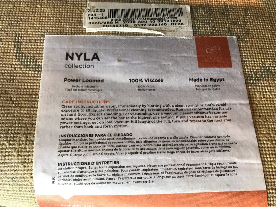 Loloi Nyla Collection 100% Viscose Area Rug Stone / Blue Made In Egypt 7'6' X 10'5' Retails $450 [Photo 6]