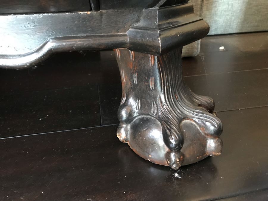 Pair Of Louis XIV Style Chinoiserie Commodes Chest Of Drawers Dresser In Black With Ball And Claw Feet 40W X 20D X 30H Purchased At Antique Store For $875 [Photo 21]