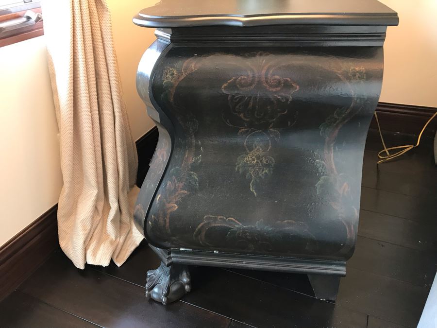 Pair Of Louis XIV Style Chinoiserie Commodes Chest Of Drawers Dresser In Black With Ball And Claw Feet 40W X 20D X 30H Purchased At Antique Store For $875 [Photo 22]