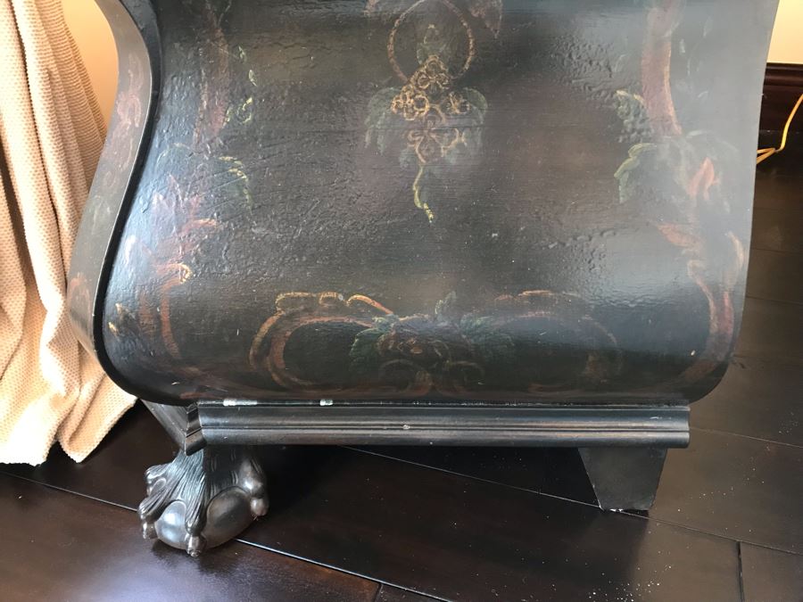 Pair Of Louis XIV Style Chinoiserie Commodes Chest Of Drawers Dresser In Black With Ball And Claw Feet 40W X 20D X 30H Purchased At Antique Store For $875 [Photo 24]