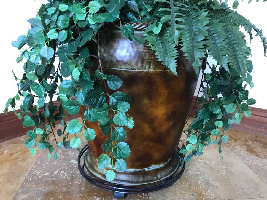 Large Artificial Silk Palm Tree With Pot And Rolling Stand 23W X 100H [Photo 6]