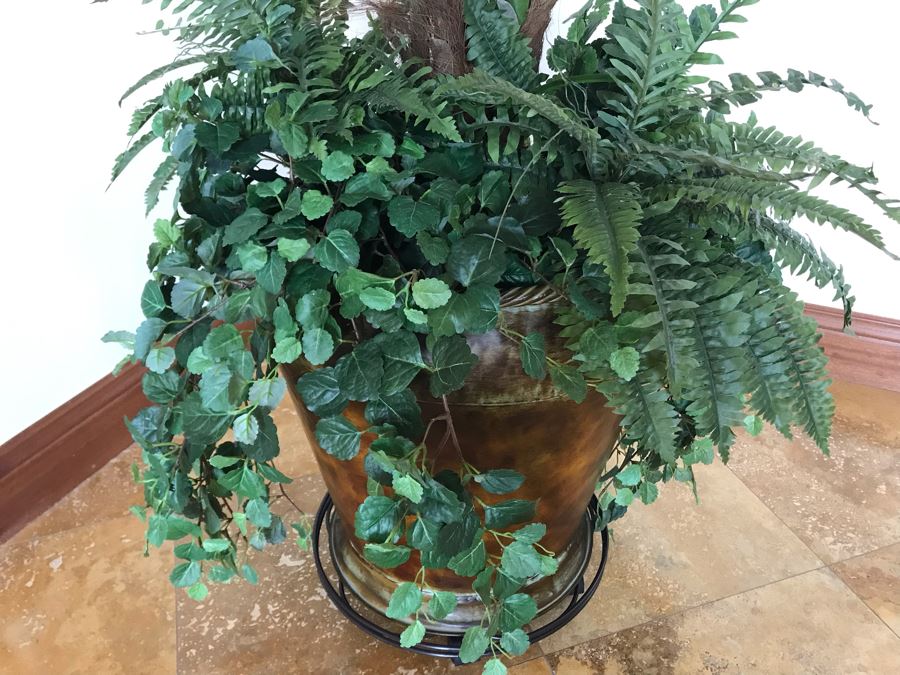 Large Artificial Silk Palm Tree With Pot And Rolling Stand 23W X 100H [Photo 3]