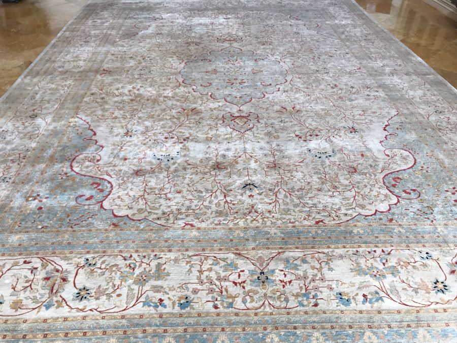 Stunning Hand Knotted Large Persian Area Rug Made In Pakistan Pak Makhmal Purchased At ABC Carpet & Home NYC 13.04' X 18.05' Retailed For $25,000 [Photo 6]
