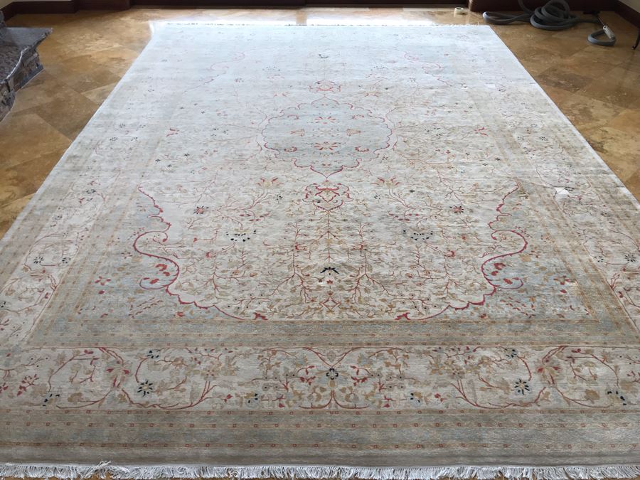 Stunning Hand Knotted Large Persian Area Rug Made In Pakistan Pak Makhmal Purchased At ABC Carpet & Home NYC 13.04' X 18.05' Retailed For $25,000 [Photo 18]