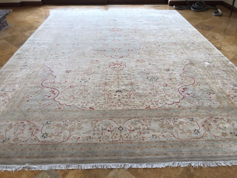 Stunning Hand Knotted Large Persian Area Rug Made In Pakistan Pak Makhmal Purchased At ABC Carpet & Home NYC 13.04' X 18.05' Retailed For $25,000 [Photo 20]