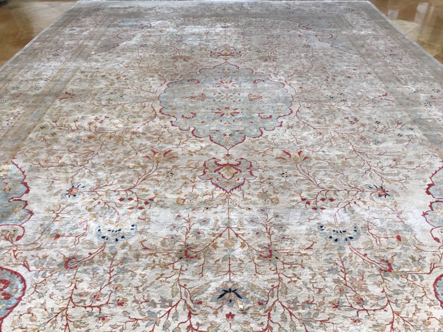Stunning Hand Knotted Large Persian Area Rug Made In Pakistan Pak Makhmal Purchased At ABC Carpet & Home NYC 13.04' X 18.05' Retailed For $25,000 [Photo 10]