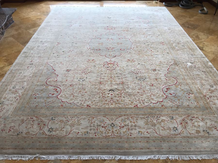 Stunning Hand Knotted Large Persian Area Rug Made In Pakistan Pak Makhmal Purchased At ABC Carpet & Home NYC 13.04' X 18.05' Retailed For $25,000 [Photo 19]
