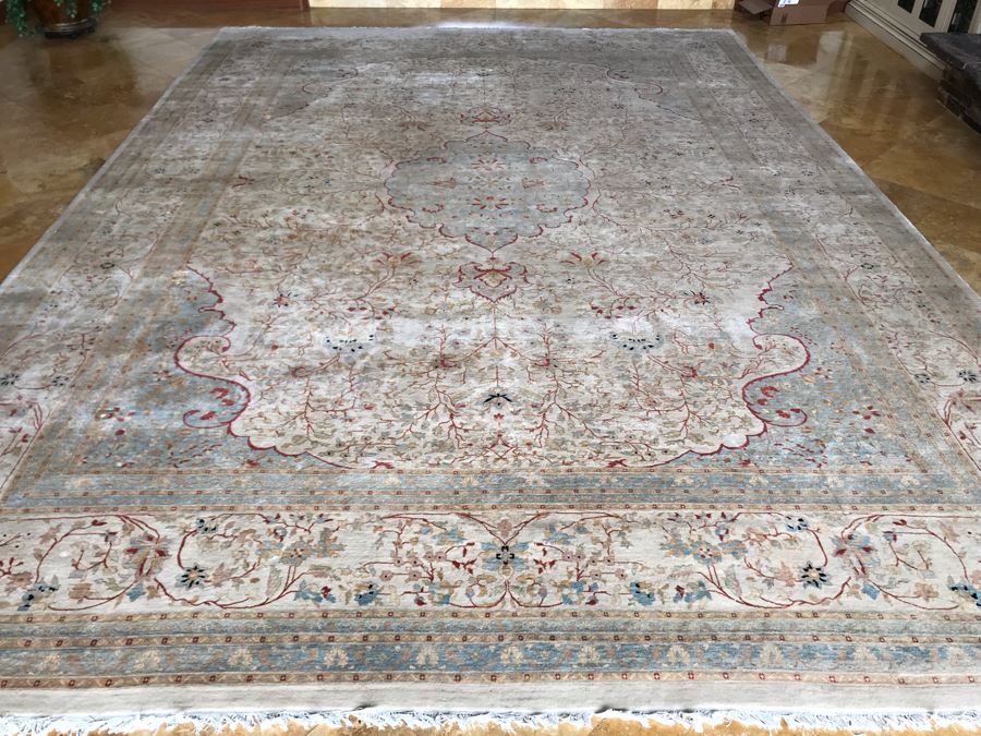 Stunning Hand Knotted Large Persian Area Rug Made In Pakistan Pak Makhmal Purchased At ABC Carpet & Home NYC 13.04' X 18.05' Retailed For $25,000 [Photo 8]