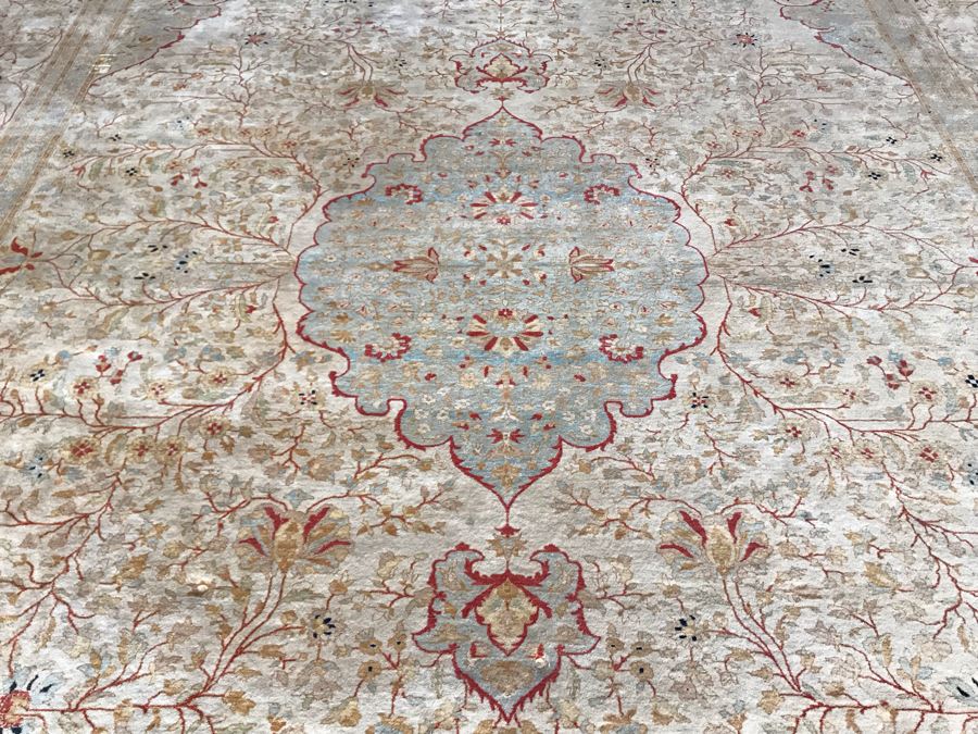 Stunning Hand Knotted Large Persian Area Rug Made In Pakistan Pak Makhmal Purchased At ABC Carpet & Home NYC 13.04' X 18.05' Retailed For $25,000 [Photo 12]