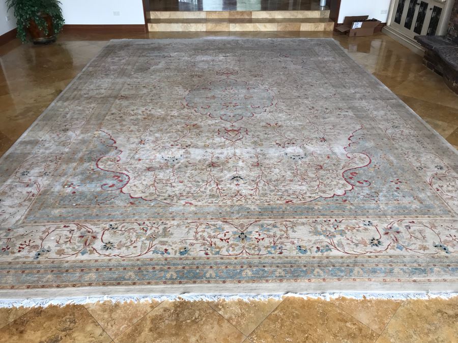 Stunning Hand Knotted Large Persian Area Rug Made In Pakistan Pak Makhmal Purchased At ABC Carpet & Home NYC 13.04' X 18.05' Retailed For $25,000 [Photo 7]