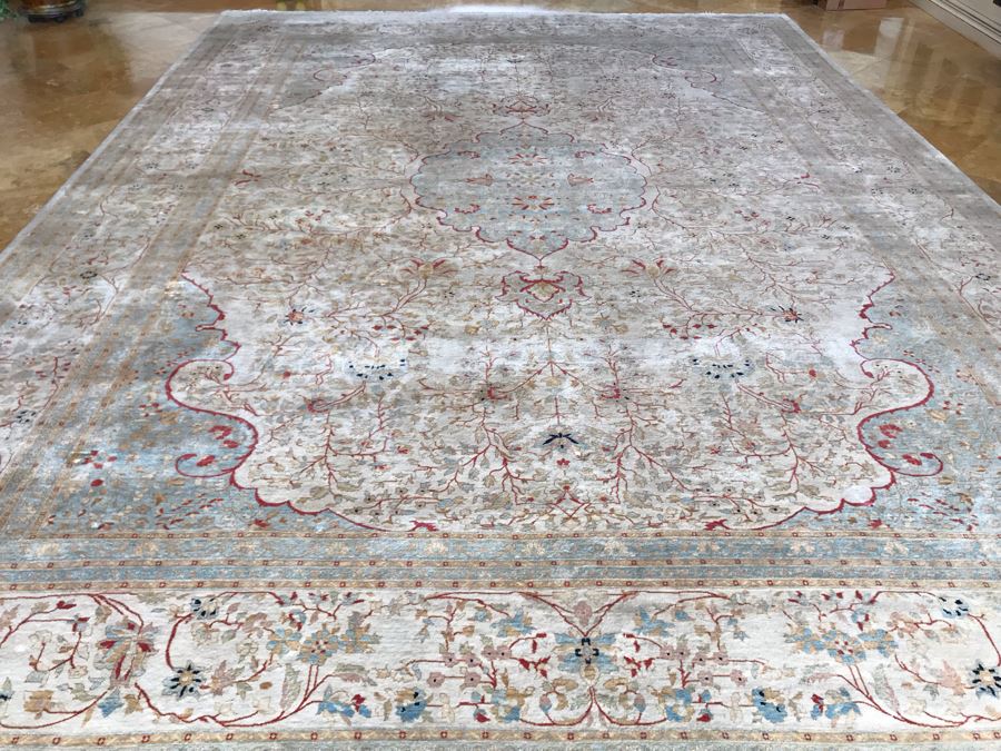 Stunning Hand Knotted Large Persian Area Rug Made In Pakistan Pak Makhmal Purchased At ABC Carpet & Home NYC 13.04' X 18.05' Retailed For $25,000 [Photo 22]
