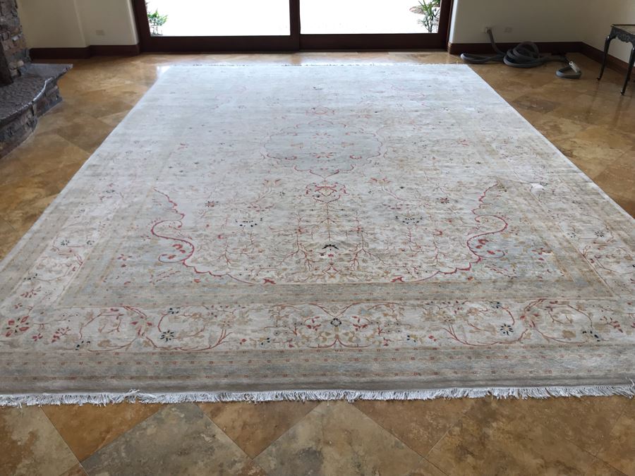Stunning Hand Knotted Large Persian Area Rug Made In Pakistan Pak Makhmal Purchased At ABC Carpet & Home NYC 13.04' X 18.05' Retailed For $25,000 [Photo 21]