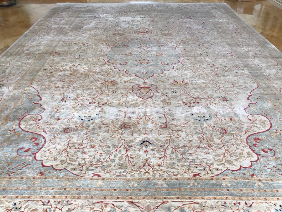 Stunning Hand Knotted Large Persian Area Rug Made In Pakistan Pak Makhmal Purchased At ABC Carpet & Home NYC 13.04' X 18.05' Retailed For $25,000 [Photo 11]