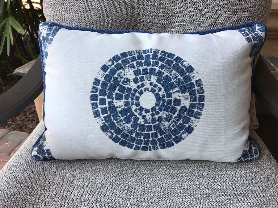 JUST ADDED - Four Custom Blue & White Patio Cushions Pillows Retails $900+ (Does Not Include Chairs) [Photo 3]