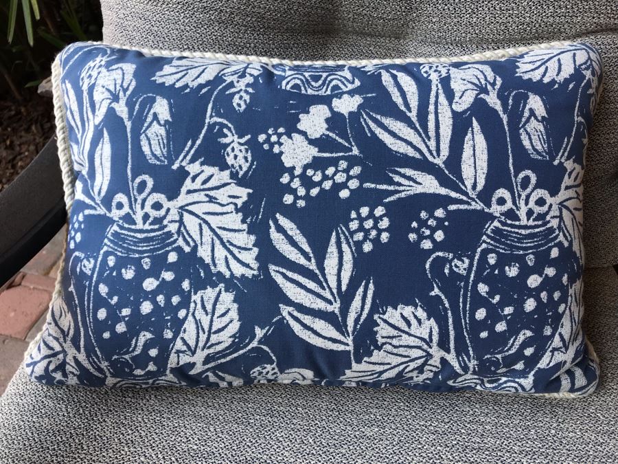 JUST ADDED - Four Custom Blue & White Patio Cushions Pillows Retails $900+ (Does Not Include Chairs) [Photo 3]