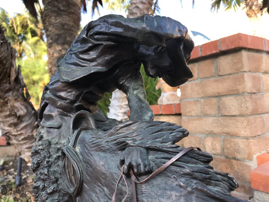 Large Frederic Remington Western Bronze Statue Titled 'Rattlesnake' Cast In 1986 At Heika Foundry Appraised At $2,500 In 1988 Weighs 63Lbs With Certificate Of Authenticity 22H X 14W X 9D [Photo 22]