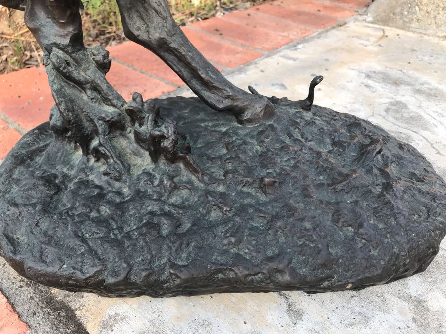 Large Frederic Remington Western Bronze Statue Titled 'Rattlesnake' Cast In 1986 At Heika Foundry Appraised At $2,500 In 1988 Weighs 63Lbs With Certificate Of Authenticity 22H X 14W X 9D [Photo 19]