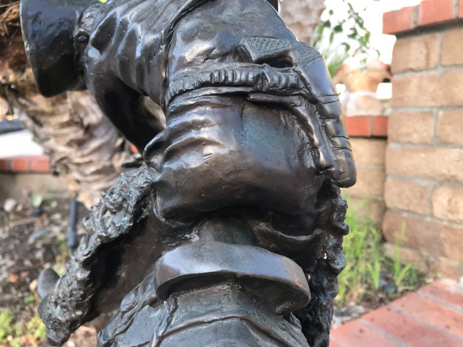 Large Frederic Remington Western Bronze Statue Titled 'Rattlesnake' Cast In 1986 At Heika Foundry Appraised At $2,500 In 1988 Weighs 63Lbs With Certificate Of Authenticity 22H X 14W X 9D [Photo 17]