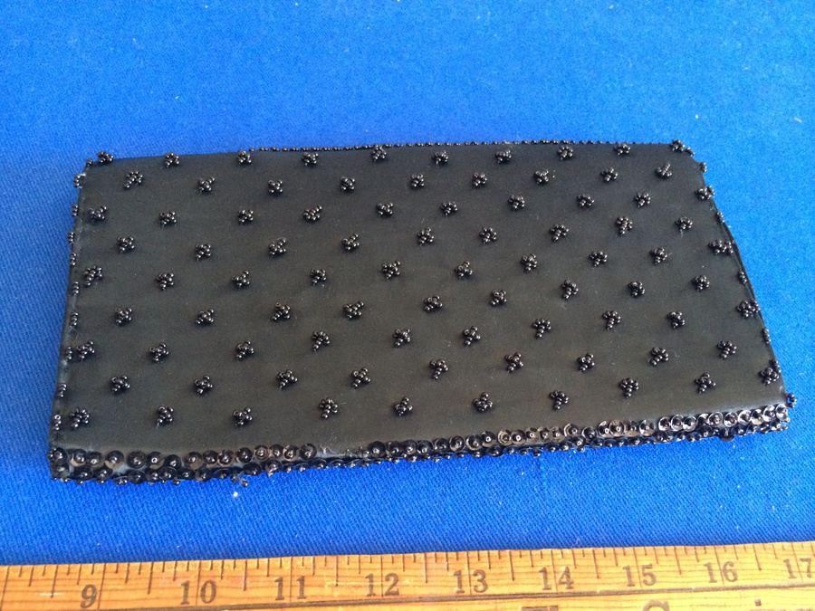 Vintage Black Beaded Purse Clutch - MARCUS BROS HONG KONG [Photo 5]