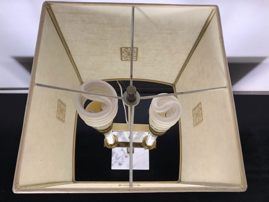 Vintage Designer Brass And Marble Table Lamp 9W X 26H [Photo 8]