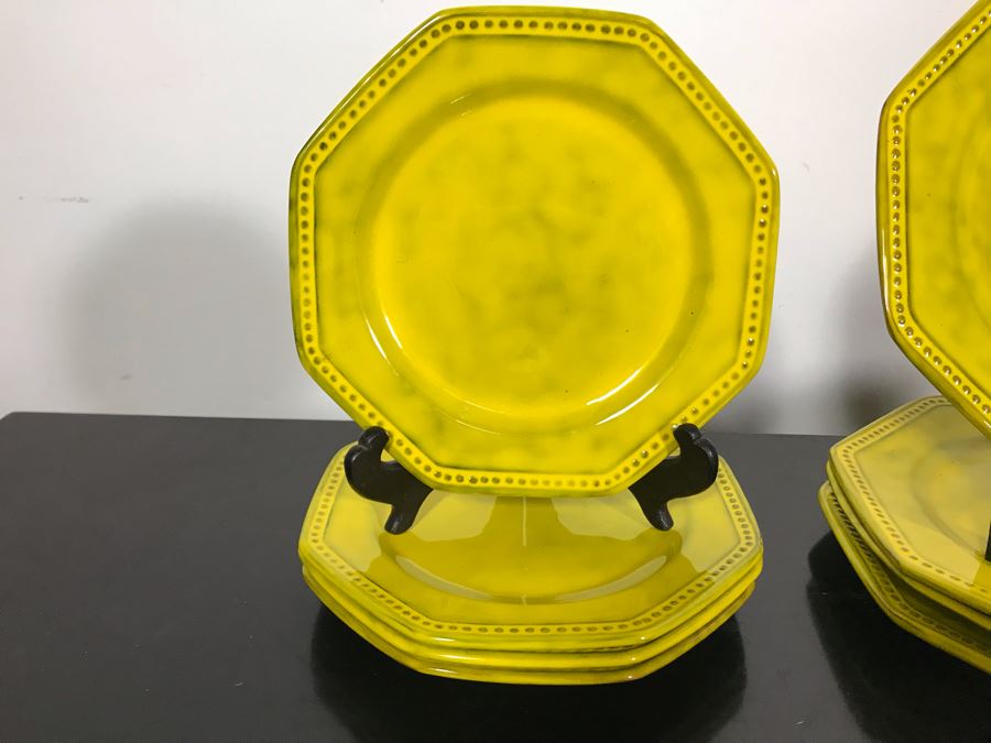 Vintage Italy PV Peasant Valley Italy Chartreuse Yellow Pottery China Apx 20 Pieces [Photo 9]