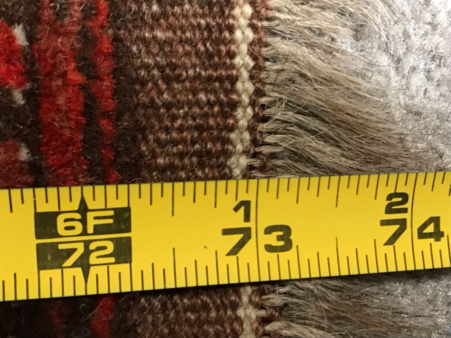 Vintage Geometric Hand Knotted Wool Persian Detailed Design Prayer Rug 36 X 73 [Photo 19]