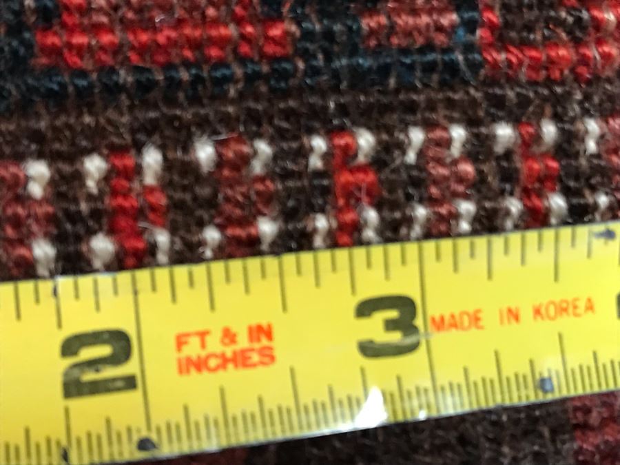 Vintage Geometric Hand Knotted Wool Persian Detailed Design Prayer Rug 36 X 73 [Photo 18]