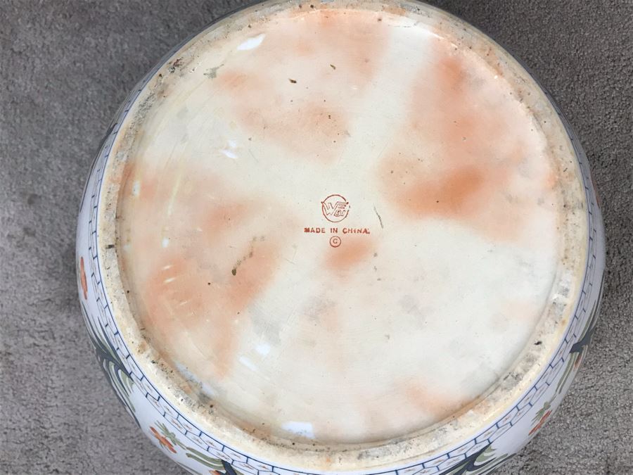 Chinese Fish Bowl Planter With Wooden Stand 14.5W X 20.5H With Stand [Photo 11]