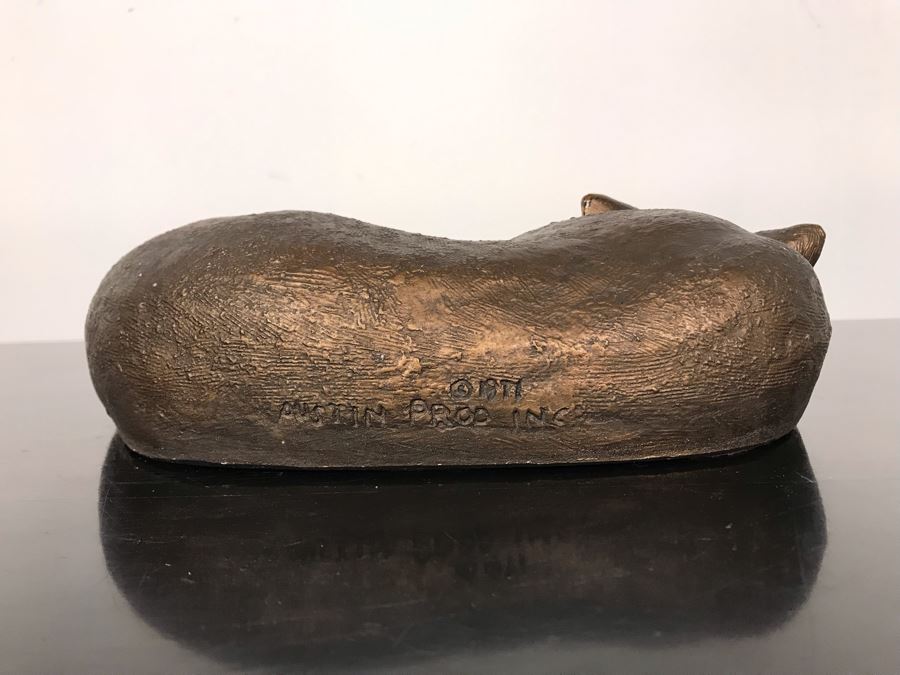 Vintage 1971 Austin Production Gold Plaster Sleeping Cat 11W X 11D X 3H [Photo 4]