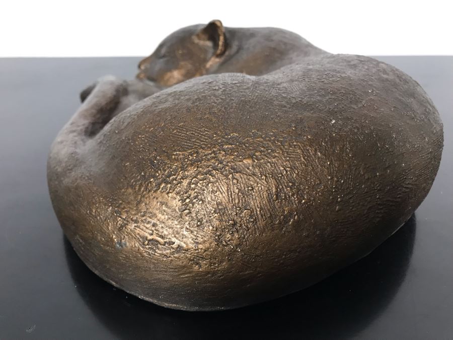 Vintage 1971 Austin Production Gold Plaster Sleeping Cat 11W X 11D X 3H [Photo 6]