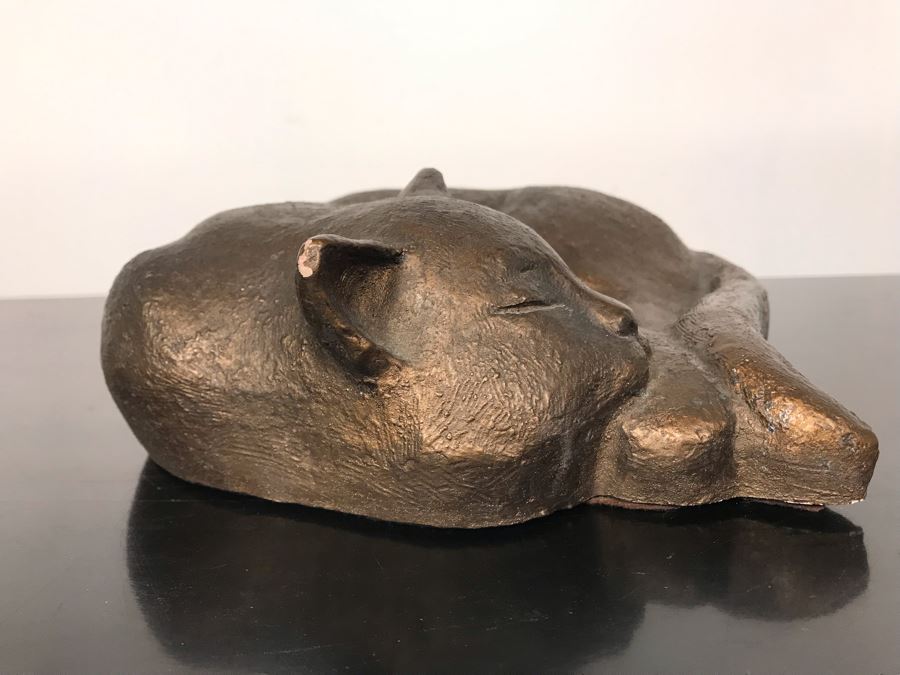 Vintage 1971 Austin Production Gold Plaster Sleeping Cat 11W X 11D X 3H [Photo 3]