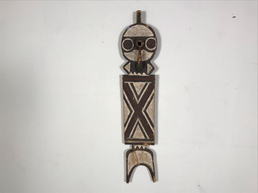 Hand Carved Hand Painted African Sculpture Wall Hanging 8W X 39H [Photo 2]