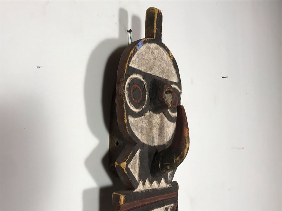 Hand Carved Hand Painted African Sculpture Wall Hanging 8W X 39H [Photo 3]