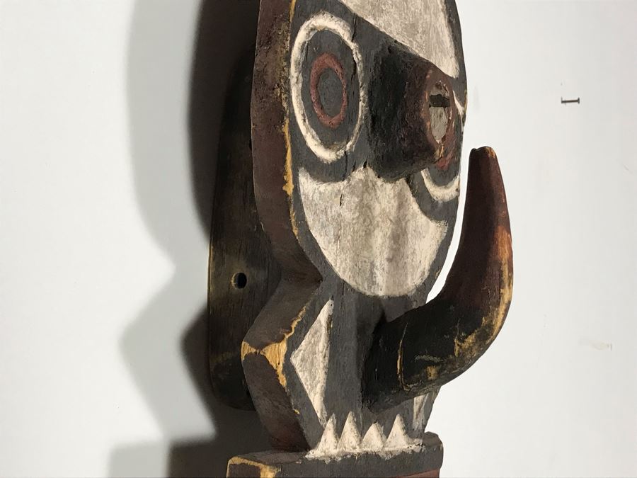 Hand Carved Hand Painted African Sculpture Wall Hanging 8W X 39H [Photo 4]