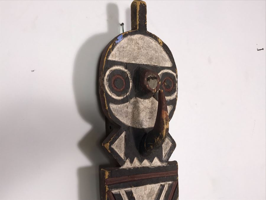 Hand Carved Hand Painted African Sculpture Wall Hanging 8W X 39H [Photo 7]